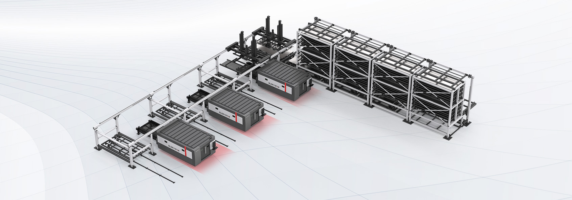 力星激光板材自動(dòng)上下料庫(kù)系統(tǒng)-模塊化擴(kuò)展，支持一對(duì)多作業(yè)